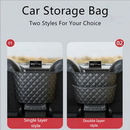 Car Middle Seat Storage Net Large Capacity Leather Bag Seat Back Storage Bag Car Chair Back Supplies Storage Goods Hanging Bag