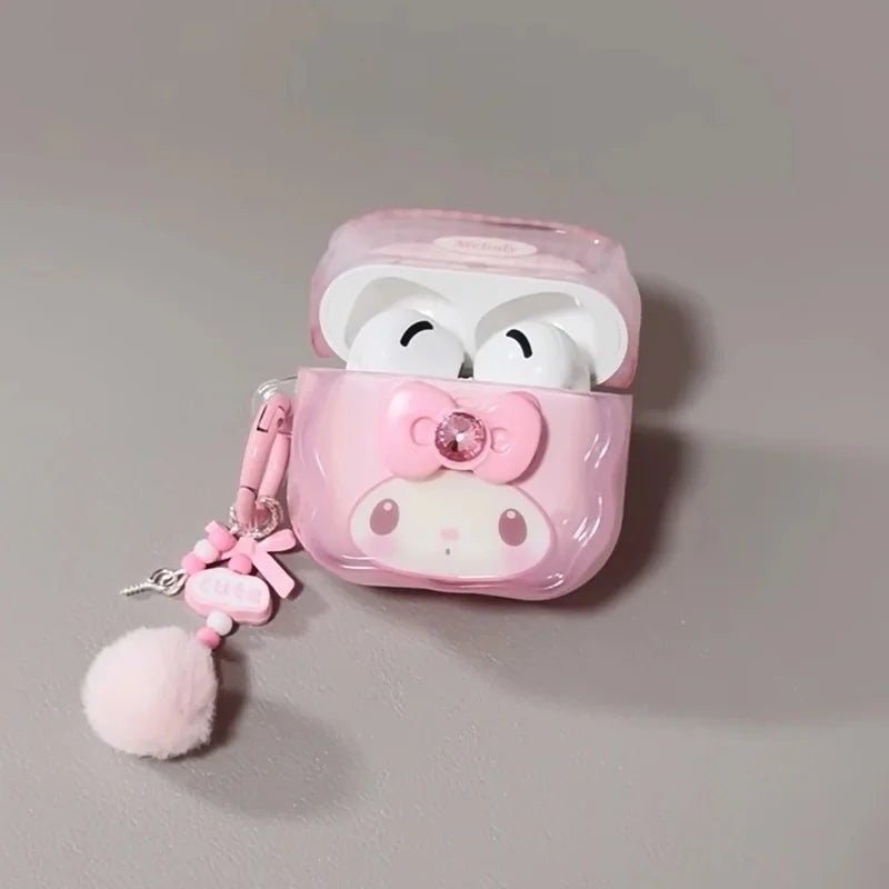 Hello Kitty Protective Case for Apple AirPods 1 2 3 4 Bluetooth Earphone Case, Suitable for AirPods Pro 2 Case, with Keychain