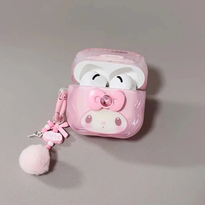 Hello Kitty Protective Case for Apple AirPods 1 2 3 4 Bluetooth Earphone Case, Suitable for AirPods Pro 2 Case, with Keychain