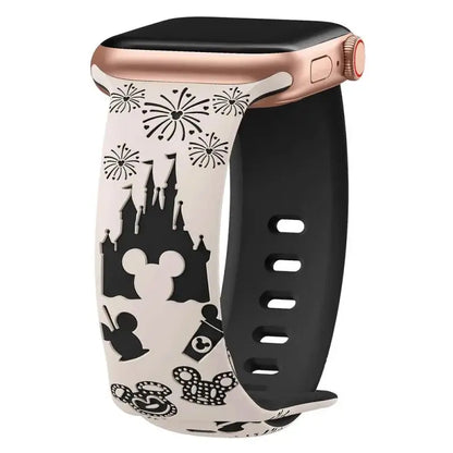 Engraved Floral Straps For Apple Watch band 44mm 49mm 45mm 41mm 40mm 38mm correa Bracelet iWatch Series ultra 2 9/8/7/6/3/SE/10