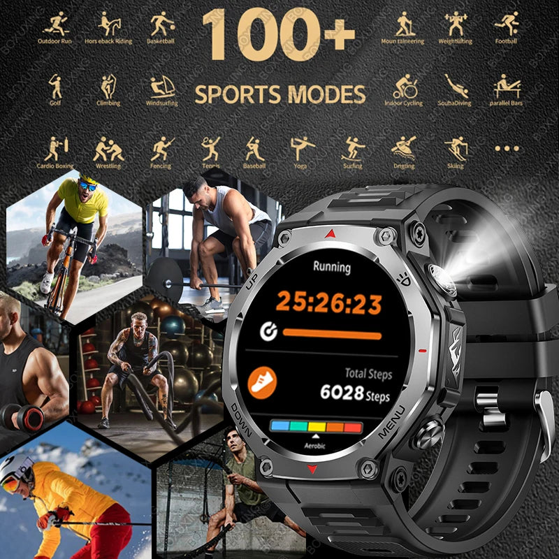 2026 New T-Rex 3 Military Grade Sports Smart Watch GPS Motion Track 5 ATM Waterproof Heart Rate HD Bluetooth Call Smartwatch Men