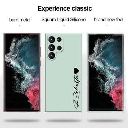 S24 S23 Ultra 5g Case Personalised Customized Name Liquid Silicone Cover For Samsung Galaxy S24 S23 S22 S21 Ultra Plus S20FE - covers4phones