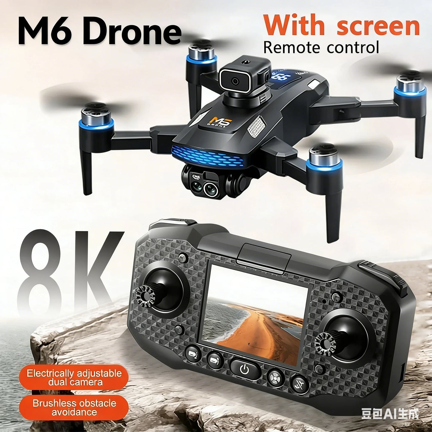 Original  M6 Drone 8K Professional HD Camera Drones 5G WIFI FPV Video 4k UAV With screen Remote control RC Quadcopter Dron