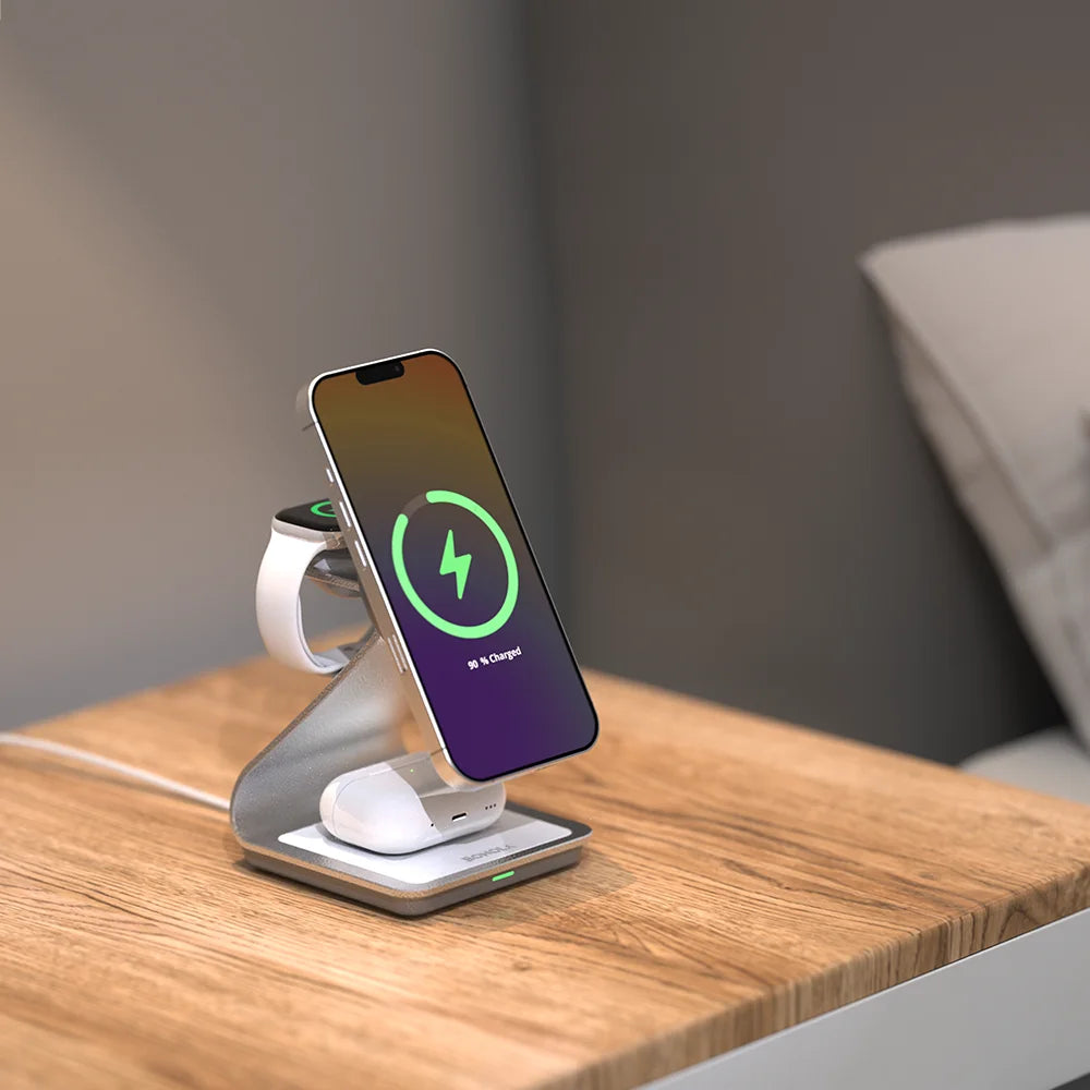Bonola Magnetic 3 in 1 Wireless Charger for iPhone 16/15/13/14 Pro/12 30W Wireless Charging Station for Apple Watch/AirPods Pro