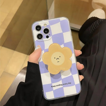 Daisy Flowers Grip Tok Holder Phone Case For Samsung Galaxy A55 A54 5G A34 A14 A15 A25 A24 S20 FE S21 S22 S23 Plus S24 S25 Ultra