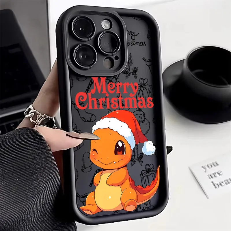 Christmas Eevee Charmander Squirtle Soft Silicone Case For iPhone 17 11 15 16 13 Pro Max 14 Plus 12 16 Pro 16E 17AIR Phone Cover