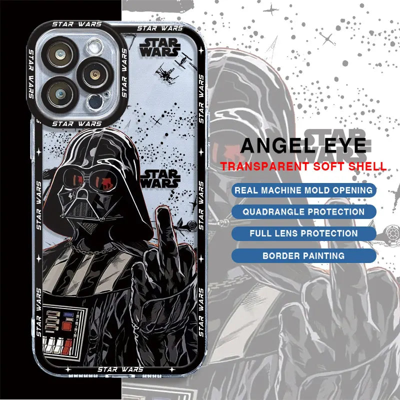 Stars Anime Wars Phone Case for iPhone 7 8 XR 13 Mini 11 12 Pro XS Max 14 Pro Max SE 15 Plus Shell TPU Cover Transparent Soft