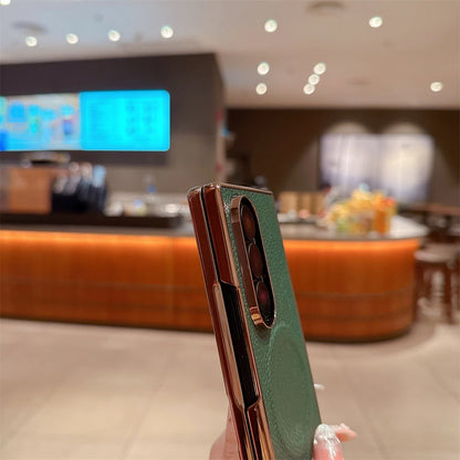 Lichee Pattern Leather Magnetic Case For Samsung Galaxy Z Fold 7 6 5 4 3 5G For Magsafe Phone Protection Hard Cover Shockproof