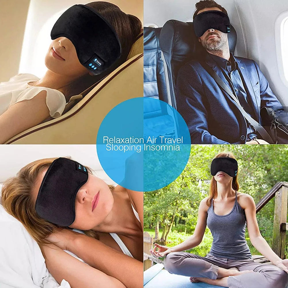 Fone Bluetooth Earphones Sports Sleeping Headband Elastic Wireless Headphones Music Eye Mask Wireless Bluetooth Headset Headband - covers4phones