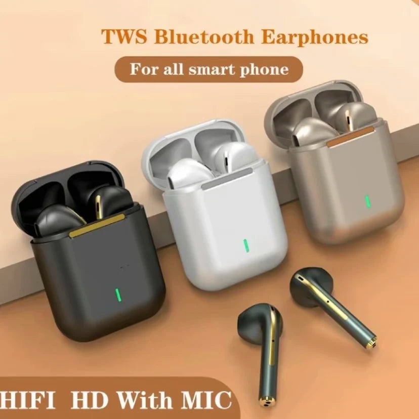 J18 TWS Wireless Bluetooth Earphones HiFi Stereo Sound, In-Ear Headset With Mic, USB Charging Case For Daily Use 300mAh Battery