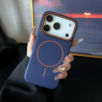 Luxury Leather Texture Magnetic Case For iPhone 17 Air 16 15 14 Plus 13 12 11 Pro Max For Magsafe Shockproof Soft TPU Cover