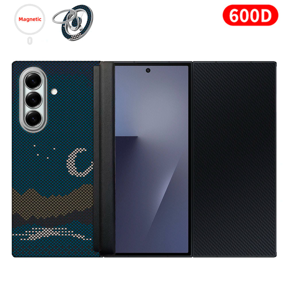 For samsung galaxy z trifold aramid case 600d kevlar carbon aramid fiber fabric thin hard cover magnetic balck Slim light premiu