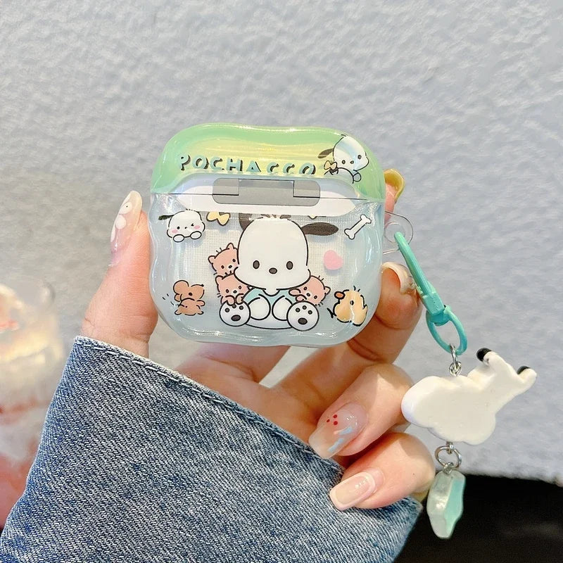 Cute Cartoon Sanrio Pochacco Earphone Case For Airpods 1 2 3 4 Pro 2 Wireless Bluetooth Headset Protective Cover With Pendant