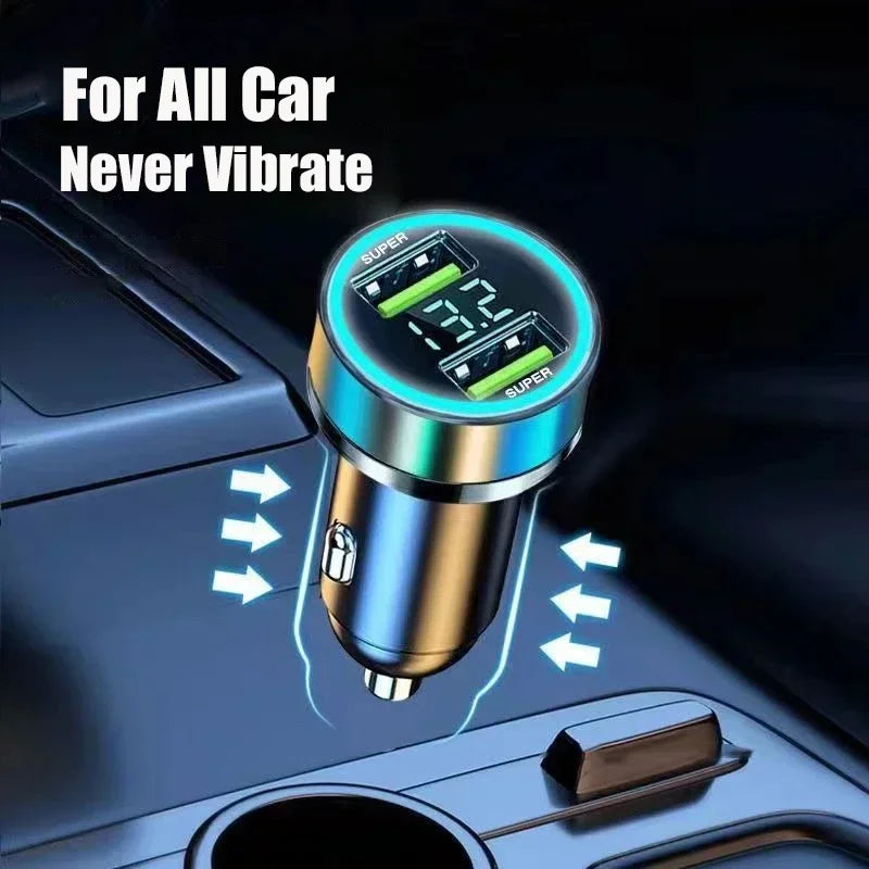 240W Car Charger Fast Charging 2 USB Ports Adapter for IPhone Samsung Xiaomi Quick Charging Chargers with Digital Display