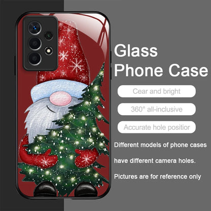 Merry Christmas Santa Claus Pattern Tempered Glass Phone Case for Samsung Galaxy S25 Ultra S24 S23 Plus S22 S21 S20 FE A56 Cover