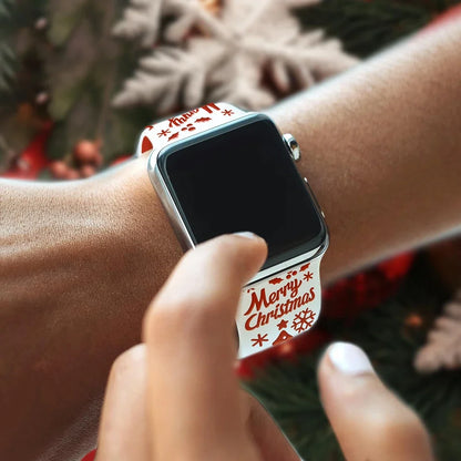 Christmas Band for Apple Watch Ultra 3/2/1/ Series 11/10/9/8/7/6/5/SE New design Engraved silicone 40/41/42/44/45/46/49mm strap