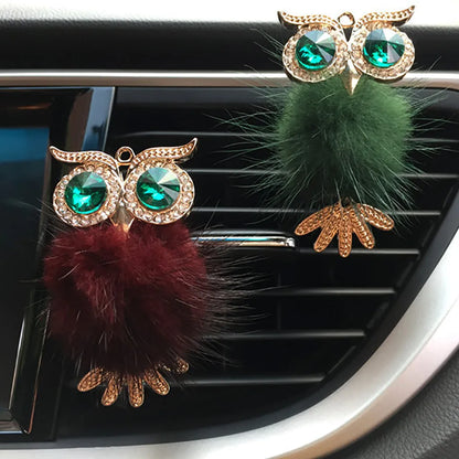 Diamond Fur Owl Car Air Freshener Auto Outlet Perfume Clip Scent Aroma Car Diffuser Bling Car Accessories Interior Decor Gifts