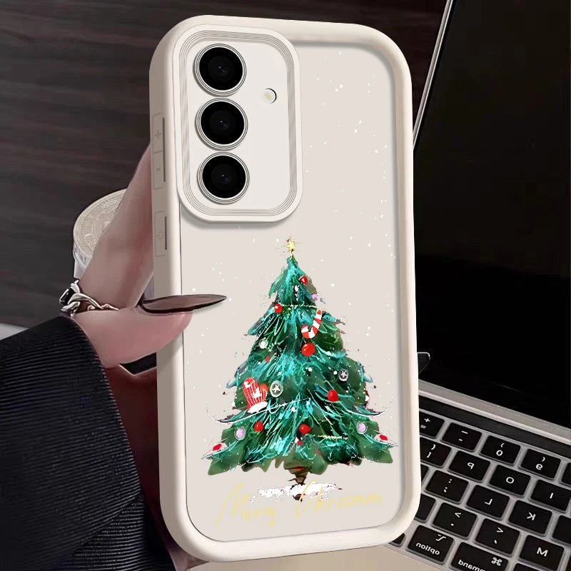 Case For Samsung Galaxy A17 A56 A16 A55 A15 A36 A35 A25 A26 5G S25 Edge S22 S24 Ultra S23 S24 FE TPU Christmas Tree Phone Cover