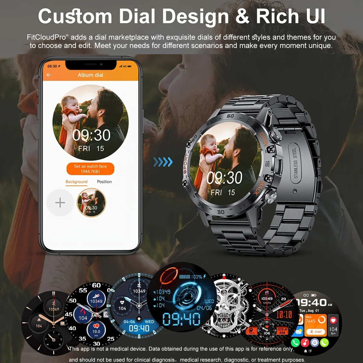 Abelanja Steel 1.39 Bluetooth Call Smart Watch Men Sports Fitness Tracker Watches IP67 Waterproof Smartwatch for Android IOS K52