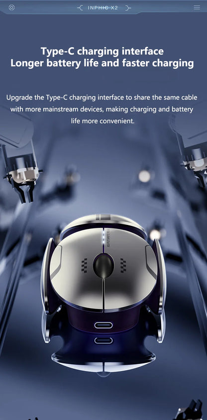 Inphic X2 Silent Bluetooth Mouse Metal Base Rechargeable Wireless Gaming Mouse For Computer Laptop Office Game