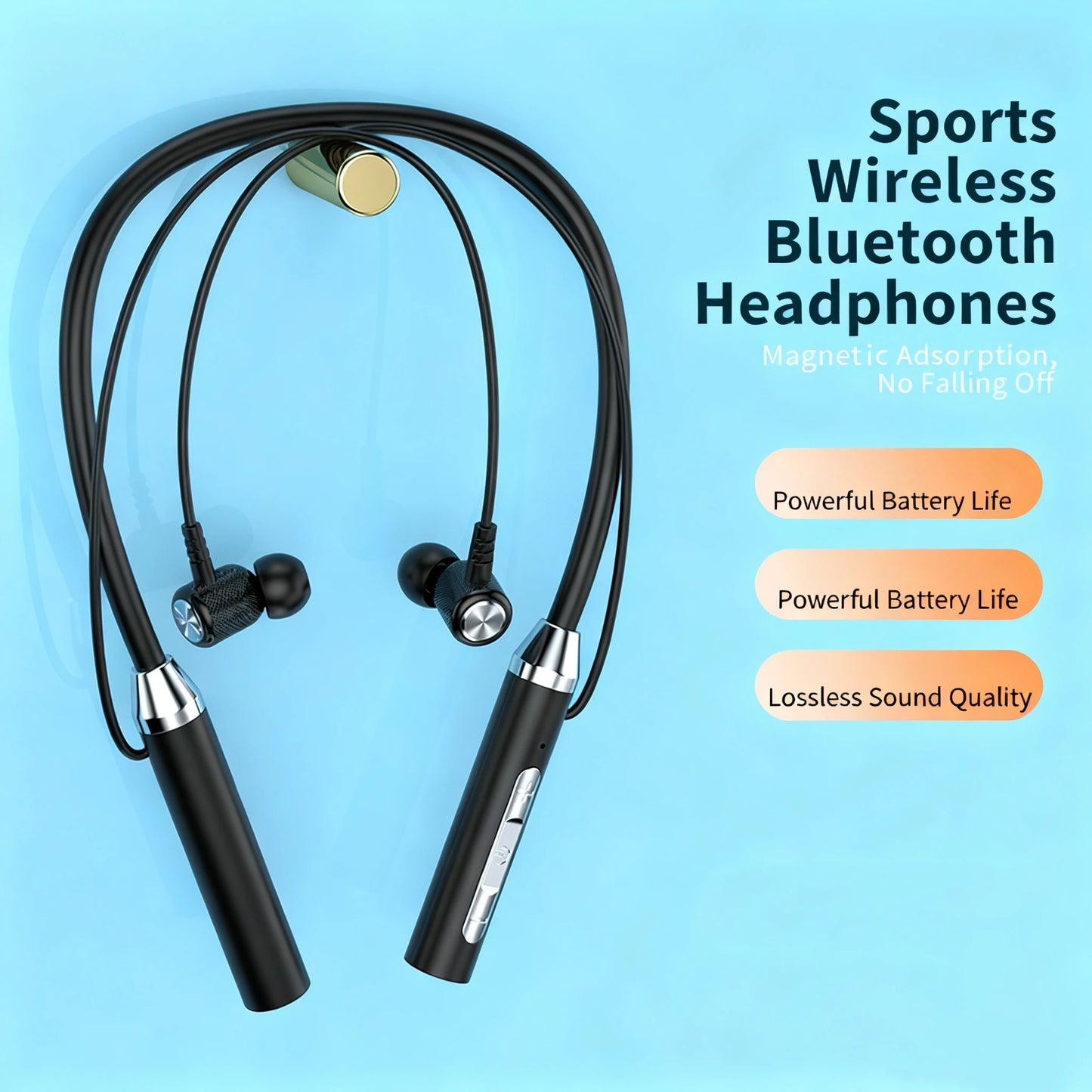New Wireless Headphones Bluetooth Neckband Magnetic Earphones Sport Running Earbuds Waterproof Bluetooth Headset With Mic
