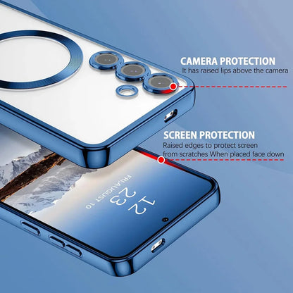 Luxury Magnetic For Magsafe Case For Samsung Galaxy S26 S25 Edge S24 FE S23 S21 Plus Ultra Plating Silicone Cover Clear Soft