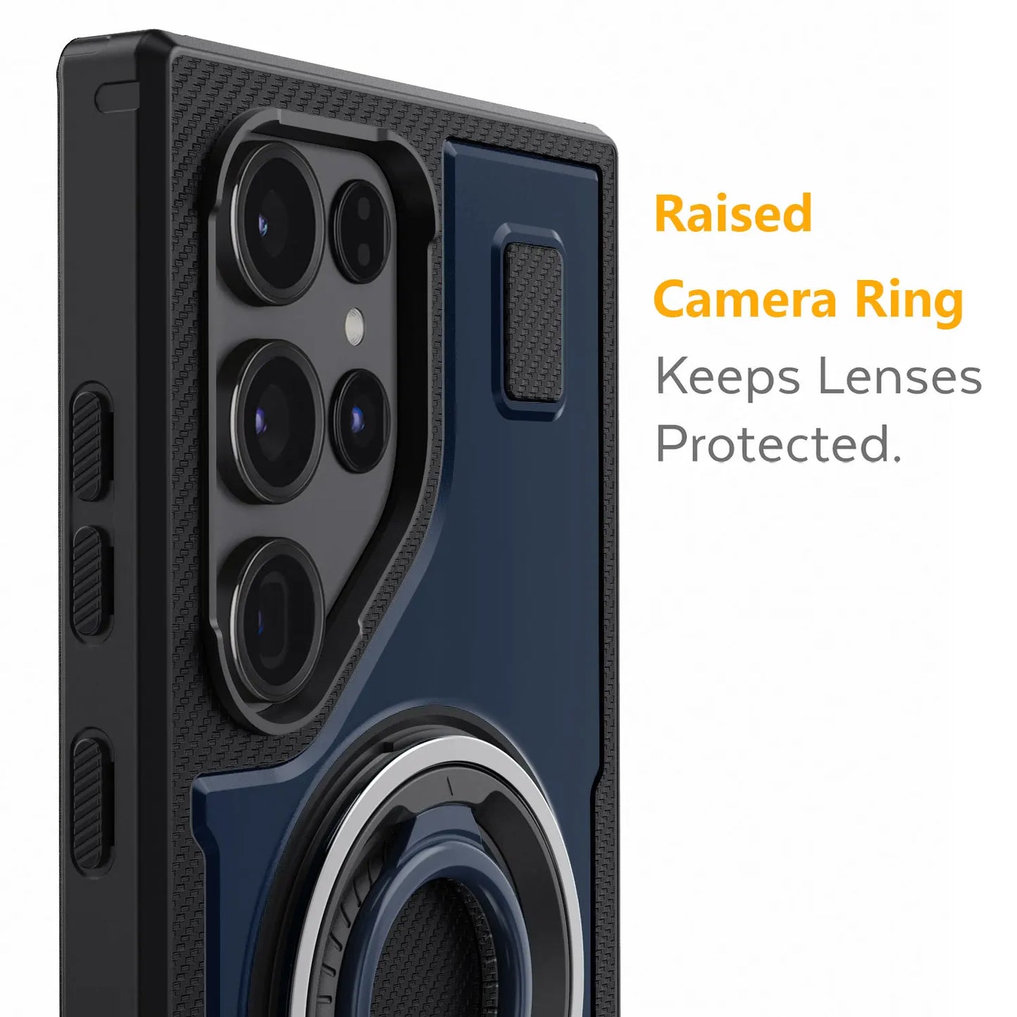 For Samsung Galaxy S24 ULTRA 5G Phone Case Hybrid Shockproof Double Ring Kickstand Rugged Hybrid Slim Thin Hard Phone Cover Blue