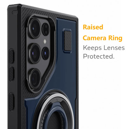 For Samsung Galaxy S24 ULTRA 5G Phone Case Hybrid Shockproof Double Ring Kickstand Rugged Hybrid Slim Thin Hard Phone Cover Blue