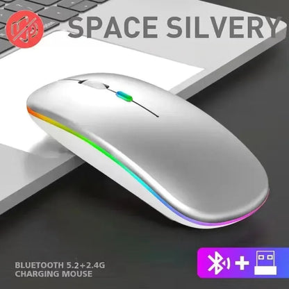 Wireless Mouse Rechargeable Silent LED Backlit Mice PC Laptop Computer Mous 2.4Ghz Receiver Bluetooth Dual Mode Optical Mice - covers4phones