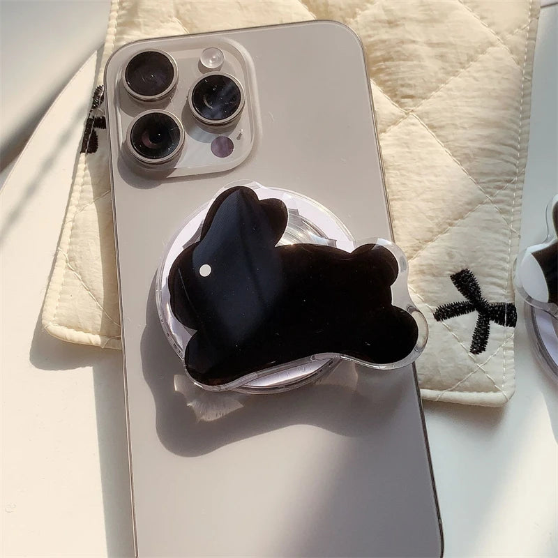 Korean Cute Cartoon Black Cat For Magsafe Magnetic Phone Griptok Phone Holder Stand Universal Phone Ring Grip Tok For iPhone 15