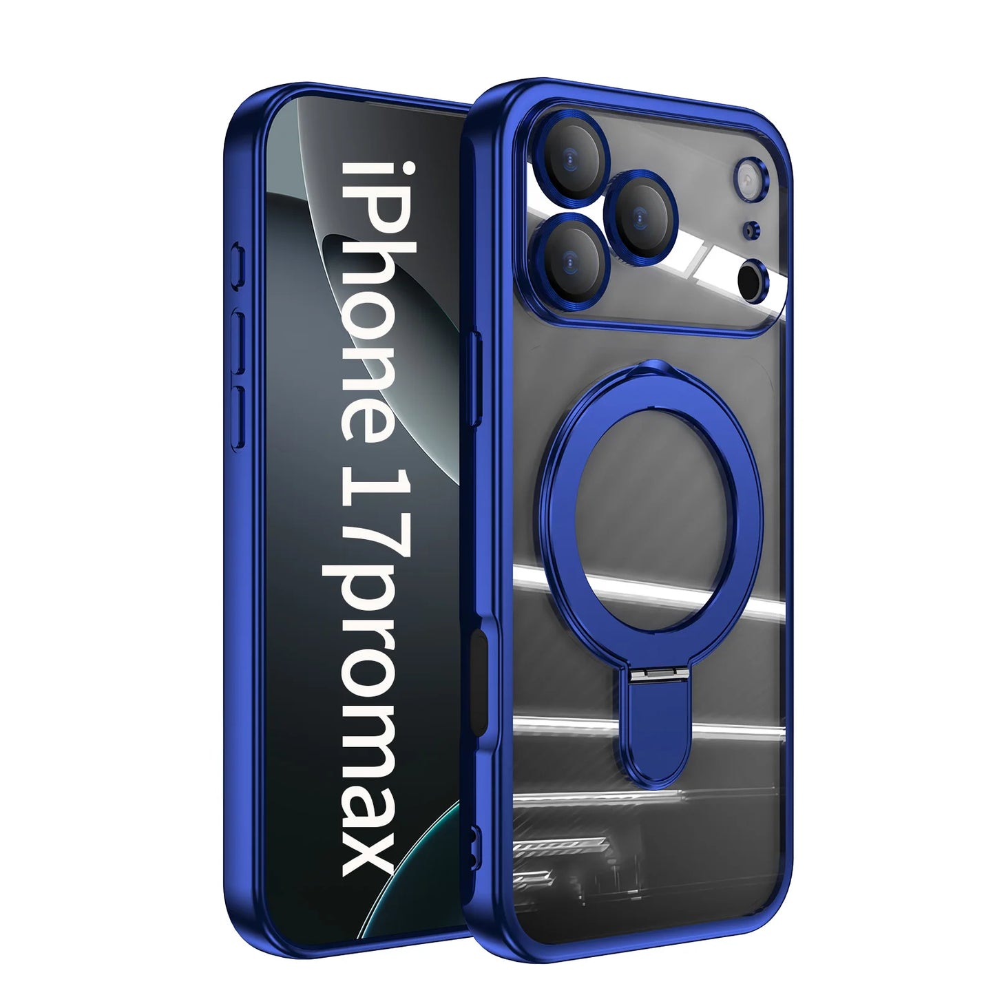 Plating Magnetic Ring Stand Case For iPhone 17 Air 17 Pro Max Case Shockproof Wireless Charging For Magsafe Shockproof Cover