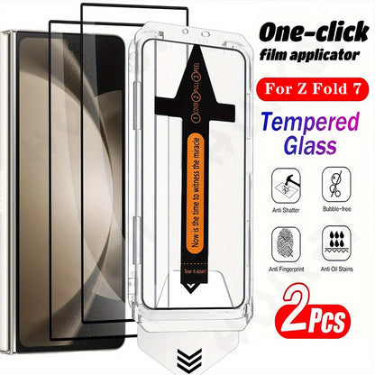 2 Pack For Samsung Galaxy Z Fold 7 6 5 Tempered Glass Screen Protector Auto Dust-Elimination Bubble Free HD Clear