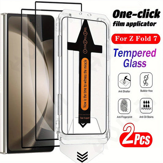 2 Pack For Samsung Galaxy Z Fold 7 6 5 Tempered Glass Screen Protector Auto Dust-Elimination Bubble Free HD Clear