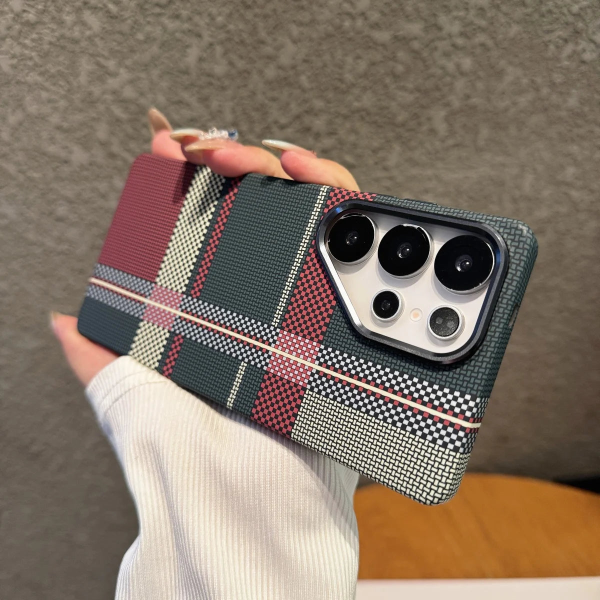 Mountain Carbon Fiber Kevlar Pattern Plastic Case For Samsung S25 S24 S23 Ultra Plus For Magsafe Magnetic Wireless Charge Cover
