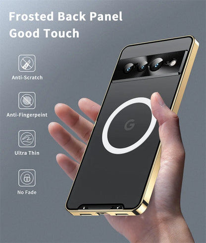 Metal Magnetic Magsafe Case For Google Pixel 7 Pro Aluminium Alloy Camera Lens Glass Film Cover For Pixel 7 pixel7 Pro Case Etui