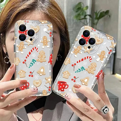 Christmas Tree Snowflake Gingerbread Man Clear Phone Case For iPhone 17 16 15 14 Plus 13 12 11 Pro MAX 16E 17 Air Phone Cover