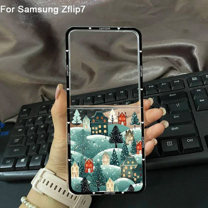 Winter Snow Merry Christmas Tree Phone Case For Samsung Galaxy Z Flip 7 Clear Hard Folding Cover For Samsung Galaxy Z Flip7 Bag