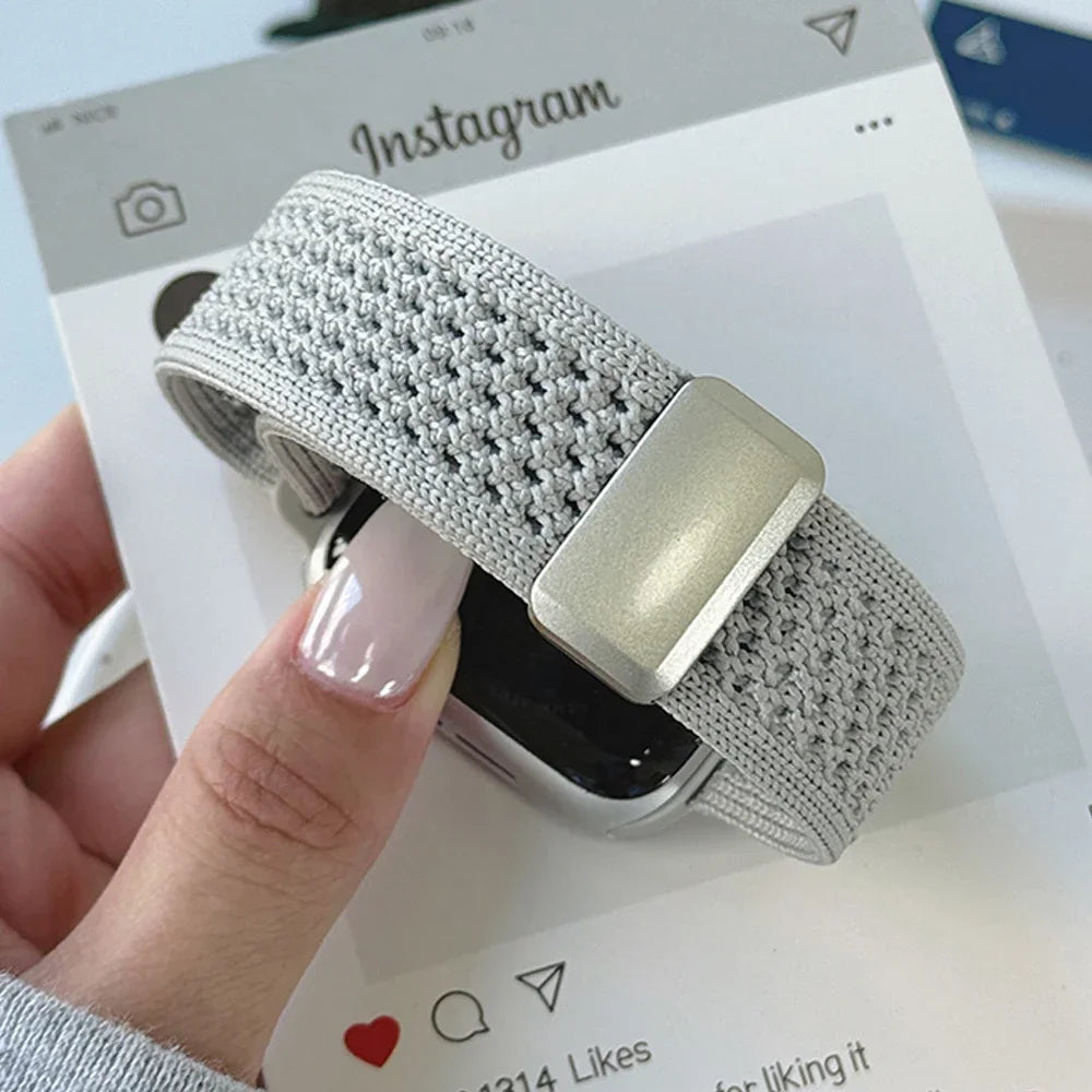 Nylon Magnetic Band for Apple Watch 45mm 41mm 44 40mm Series 10 46mm 42mm Soft Bracelet for IWatch Ultra 49mm 9 7 8 6 5 4 Strap