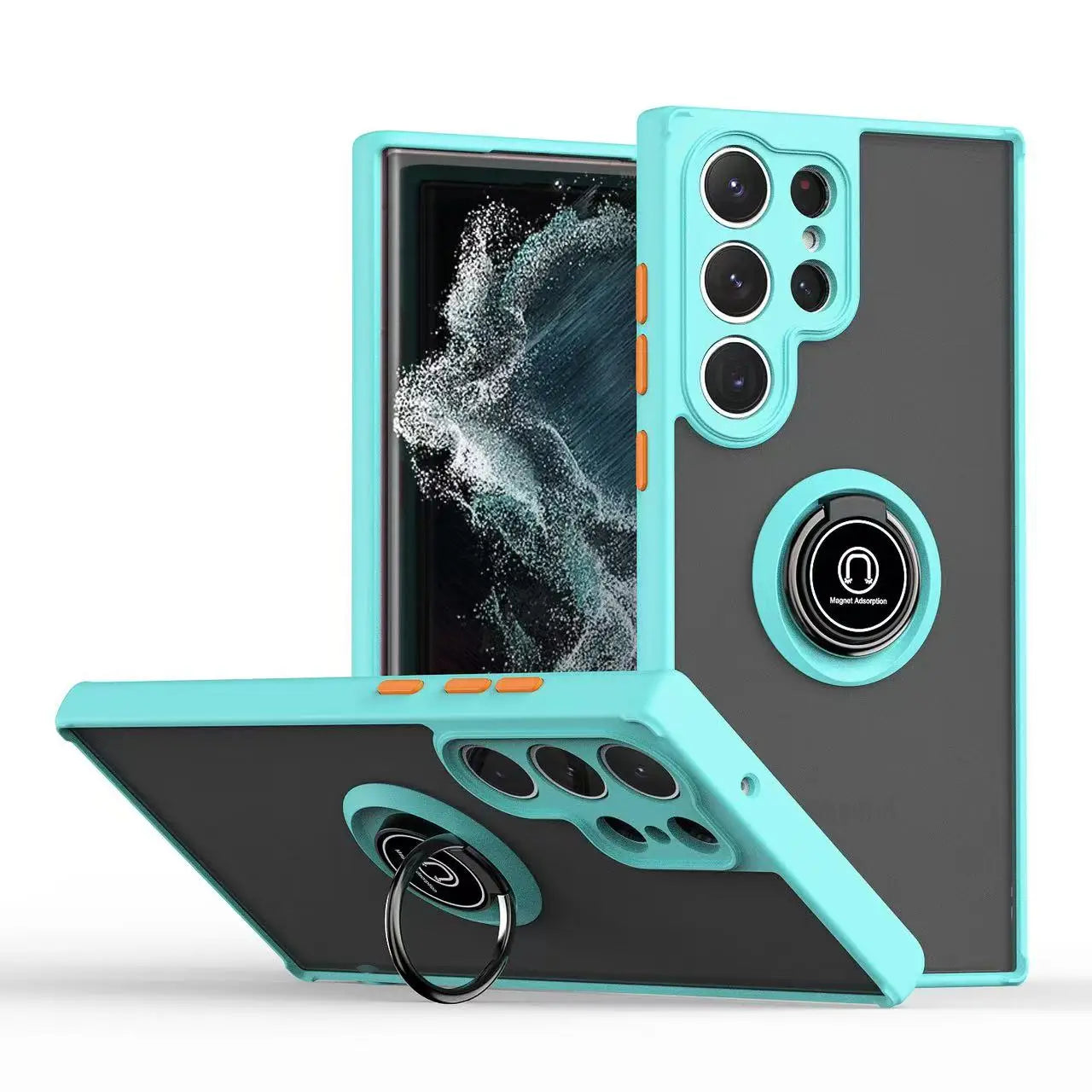 Armor Matte Case For Samsung S25 S24 S23 S22 S21 S20 Note 20 Ultra Plus S25edge S24FE S23FE Magnetic Ring Stand Shockproof Cover