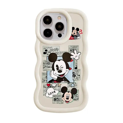 Disney Mickey Minnie Comic Macaron Big Waves Phone Case for iPhone 15 14 13 12 11 pro Max XS XR X 7 8 plus Silicone Candy Cover