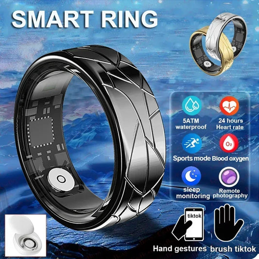 Smart Ring Women Health Tracker Heart Rate Blood Oxygen Photo Control Brush Tiktok Waterproof Multi-sport Modes Men Fitness Ring - covers4phones