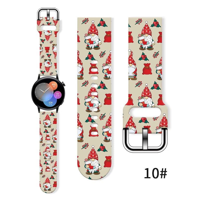 20mm Christmas 6 Strap for Samsung Galaxy Watch 7/6/5 40mm 44mm Band Replaceable Bracelet for Xiaomi Huawei Amazfit Watchband