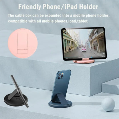 60W Multi Type-C To USB C To Micro USB To Lighting Fast Charging Phone Cable Kit for IPhone 14 13 15 Pro Data Cable Storage Box - covers4phones