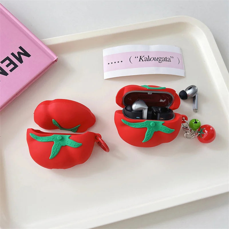 Shockproof Cute Tomato Silicone Earphone Case for Samsung Galaxy Buds 3 Buds 3 Pro Wireless Bluetooth Headset Protective Cover