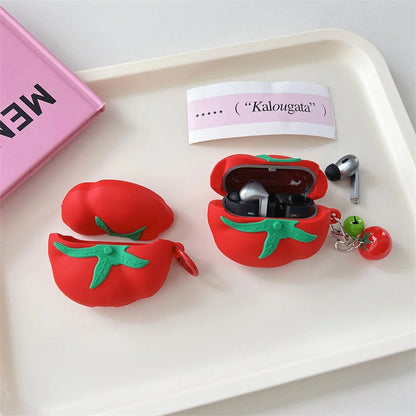 Shockproof Cute Tomato Silicone Earphone Case for Samsung Galaxy Buds 3 Buds 3 Pro Wireless Bluetooth Headset Protective Cover