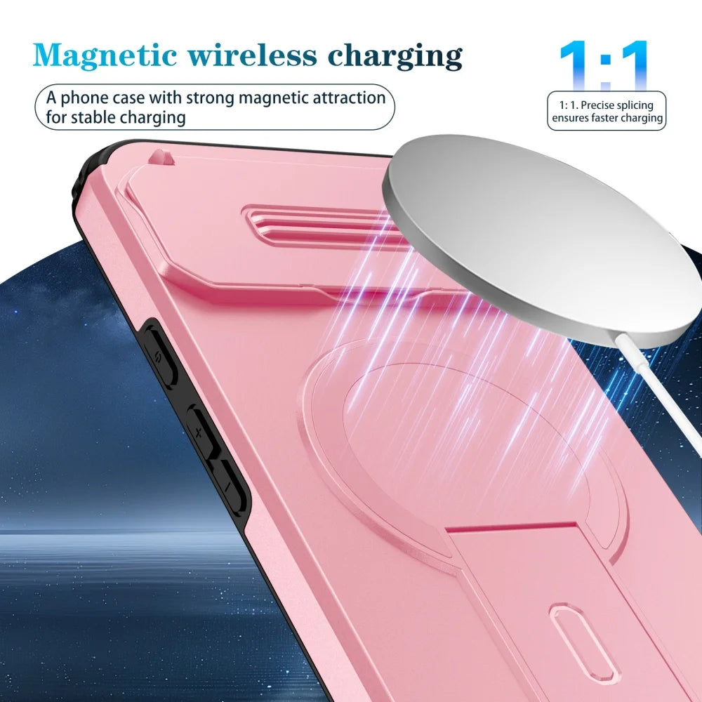 For Magnetic Magsafe Fold Stand Case For Google Pixel 9 10 pro XL 9A Military Armor Slide Flip Camera Protection Phone Cover