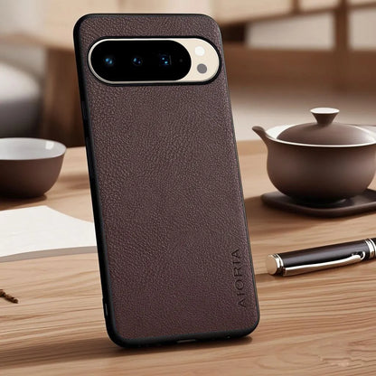 Case for Google Pixel 10 Pro XL 7 6 7a 6a 5a 4a Vegan Faux Lychee Pebbled leather cover funda for Google Pixel 10 Pro XL case