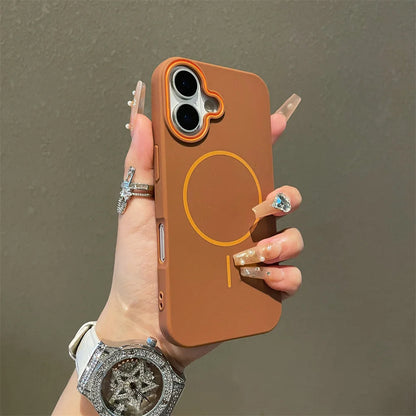 Ultrathin Simple Magsafe Case for iPhone 16 Pro Max 15Pro 14 Plus 13 12 11 Matte Hit Color Lens Wireless Charging Soft TPU Cover