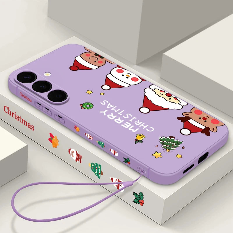 Christmas Snowman Magnetic Lanyard Case For Samsung Galaxy S23 S24 Ultra S22 Plus S21 S24 FE For Magsafe Wireless Charge Cover