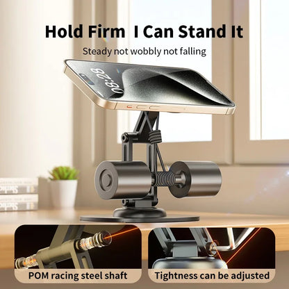 360 Rotation Aluminium Alloy Foldable Magnetic Desktop Phone Stand Desk Lazy Holder For Magsafe iPhone 16 15 14 13 12 Pro Max